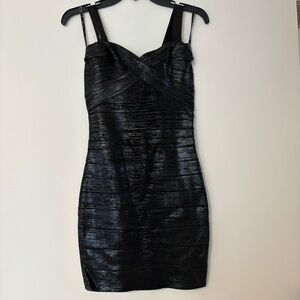 Herve Leger Black Textured Mini Dress